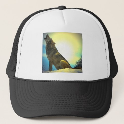 Howling Wolf at Sunset Trucker Hat