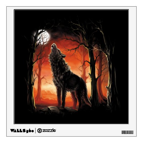 Howling Wolf at Sunset Wall Decal