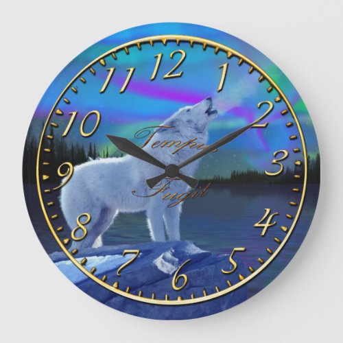 Howling Wolf  Aurora Wildlife Art Clock