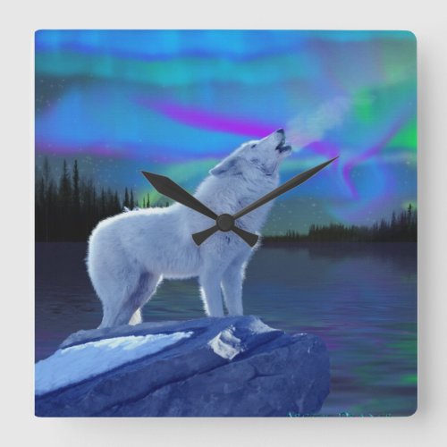 Howling Wolf  Aurora Wildlife Art Clock