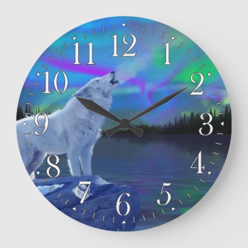 Howling Wolf  Aurora Wildlife Art Clock