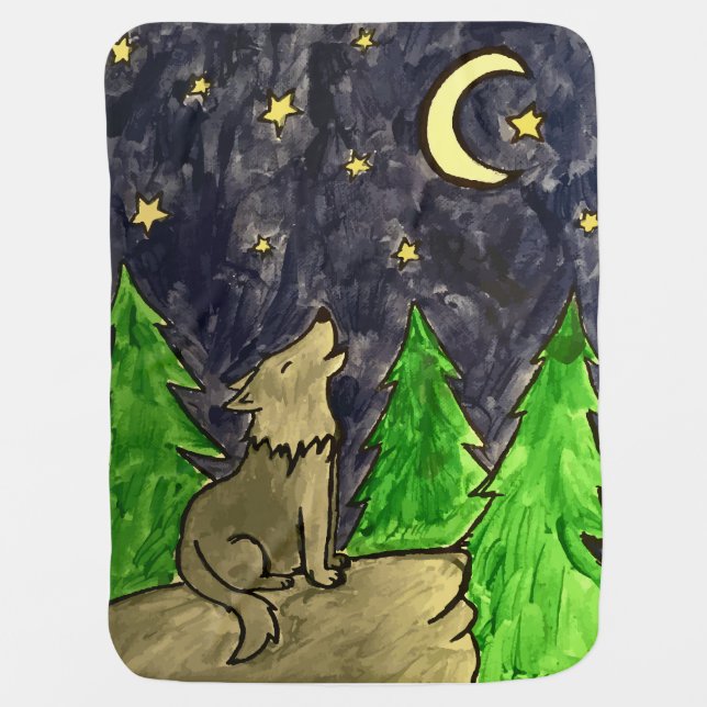 Howling Wolf  Baby Blanket (Front)