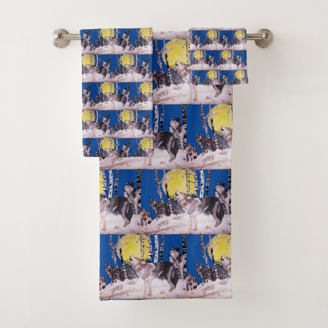 HOWLING WOLF BATH TOWEL SET (Insitu)