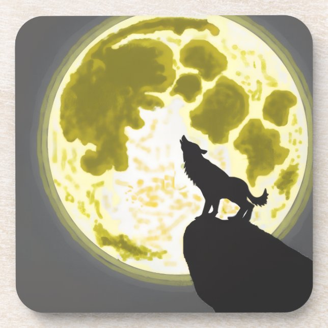 howling wolf beverage coaster (Front)