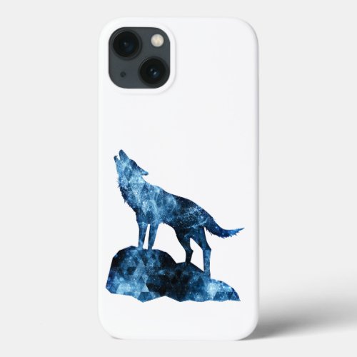 Howling Wolf blue sparkly smoke silhouette iPhone 13 Case