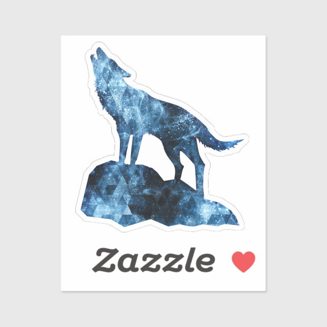 Howling Wolf blue sparkly smoke silhouette Sticker (Sheet)