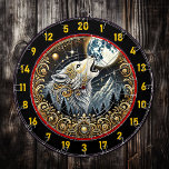 Howling Wolf Brings Wild Spirit And Adventure Dart Board<br><div class="desc">Enhance your space with this breathtaking dartboard, featuring a howling wolf set against a starry night sky and a golden moon. The intricate design and vibrant colors evoke a sense of wild adventure, strength, and freedom, making it the perfect addition to your man cave, hunting lodge, or game room. The...</div>