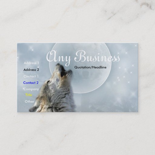 Customizable Howling Wolf busines card 02customizable Business Card