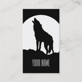 Howling Wolf Business Card Black And White by CardStyle at Zazzle