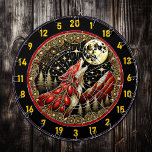 Howling Wolf Calls To The Wild Dart Board<br><div class="desc">Transform your space with this dramatic dartboard featuring a howling wolf under the night sky. The deep, earthy tones and intricate details bring to life the wolf's call, a powerful symbol of freedom and connection to the wild. Perfect for your hunting lodge, fishing retreat, or man cave, this artwork enhances...</div>