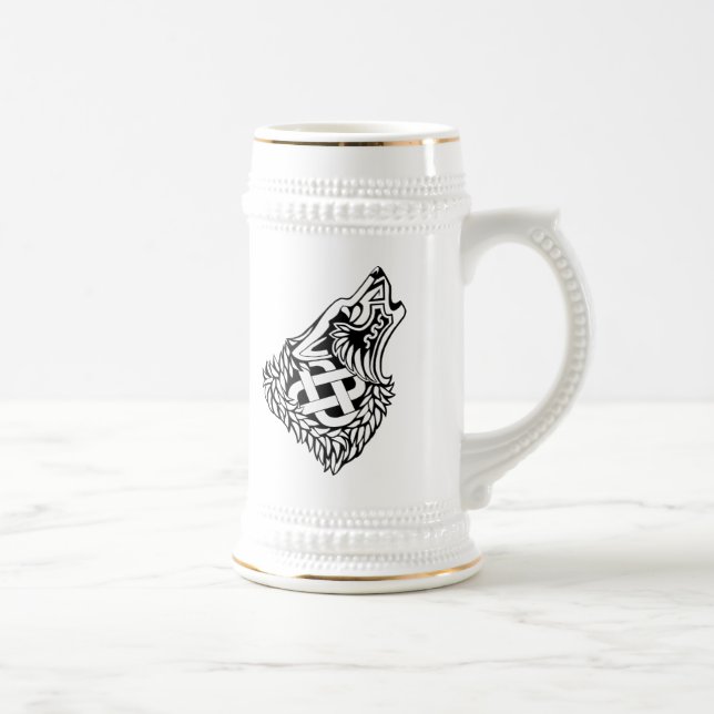 Howling Wolf Celtic Knotwork Beer Stein (Right)