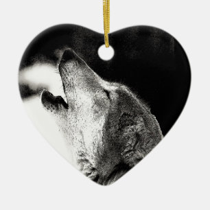 Howling Wolf Ceramic Ornament