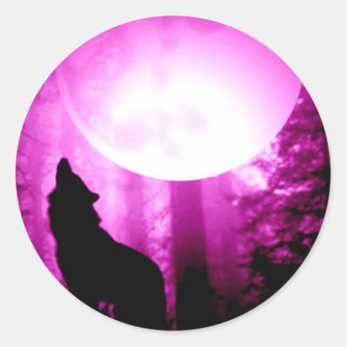 Howling Wolf Classic Round Sticker