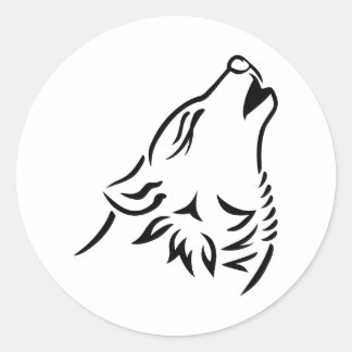 Howling wolf classic round sticker
