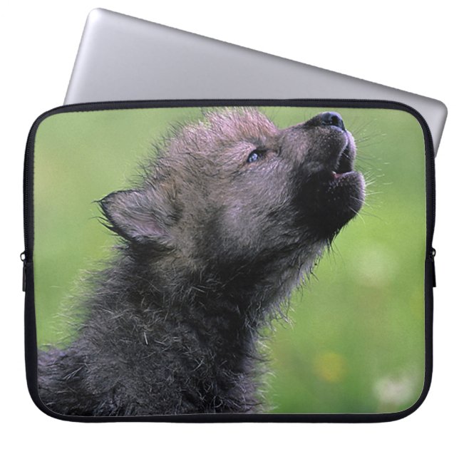 Howling Wolf Cub Laptop Sleeve (Front)