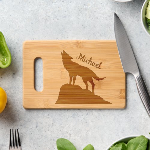 Howling Wolf Custom name Cutting Board