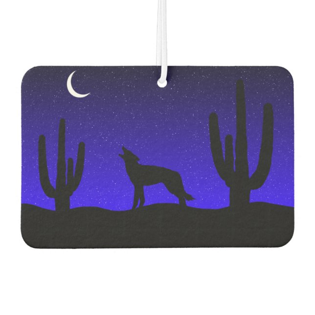 Howling Wolf Desert Night Silhouette Air Freshener (Front)