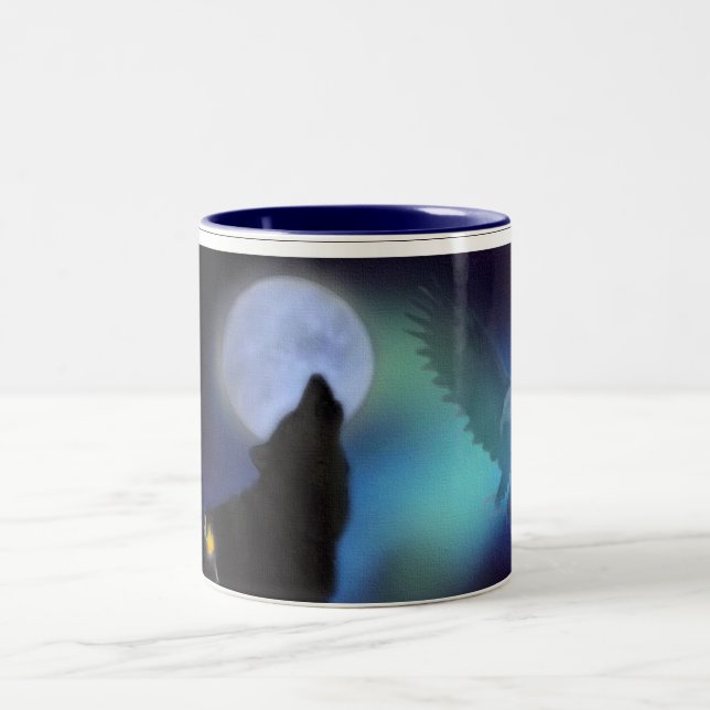 Howling Wolf, Eagle, Moon & Shaman Drinking Mug (Center)