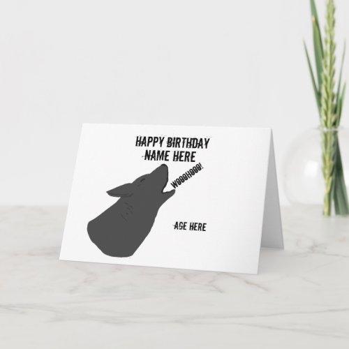 Howling Wolf Face birthday card add name front