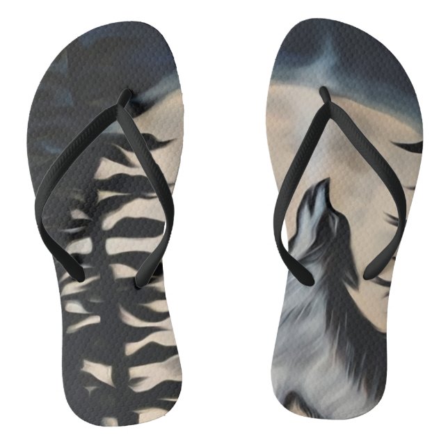 Howling wolf  flip flops (Footbed)