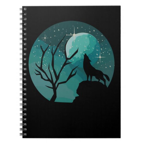 Howling Wolf Forest Animal Moon Nature Love Notebook