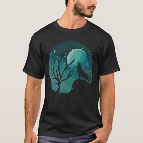 Howling Wolf Forest Animal Moon Nature Love T_Shirt
