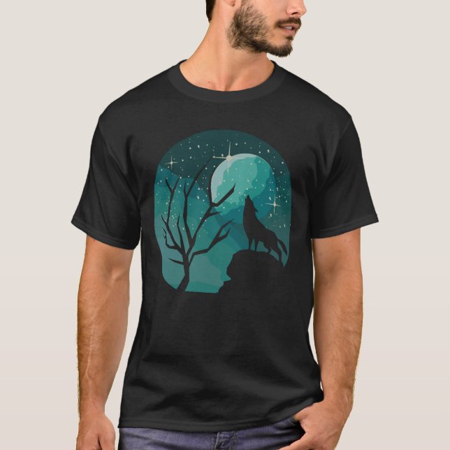Howling Wolf Forest Animal Moon Nature Love T-Shirt (Front)