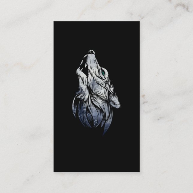 Howling Wolf Forest Animal Wolves Art Business Card (Front)