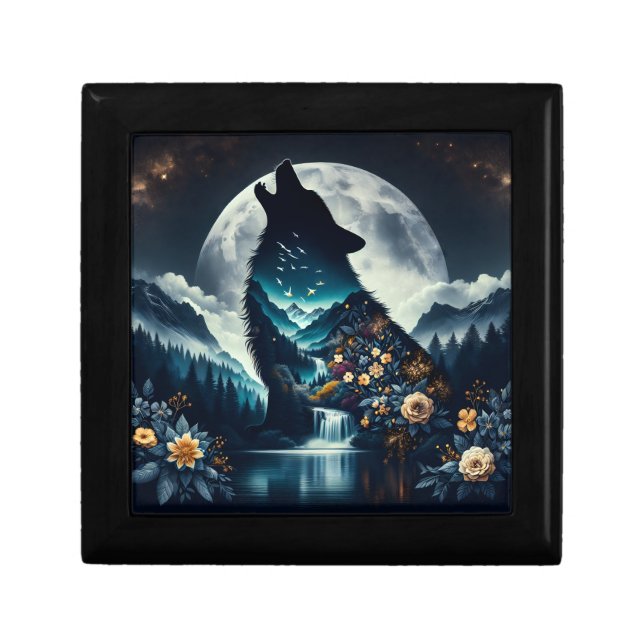 Howling Wolf | Full Moon Ai Art Gift Box (Front)