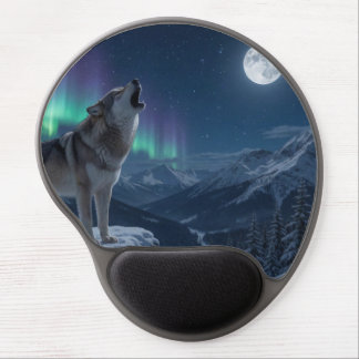 Howling Wolf Full Moon At Night Gel Mouse Pad