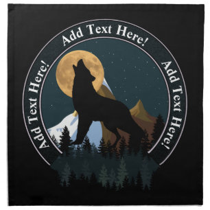 Howling Wolf Full Moon Cloth Napkin