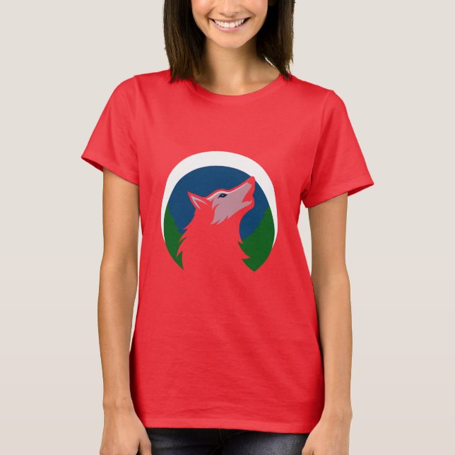 Howling Wolf Full Moon Design T-Shirt (Front)