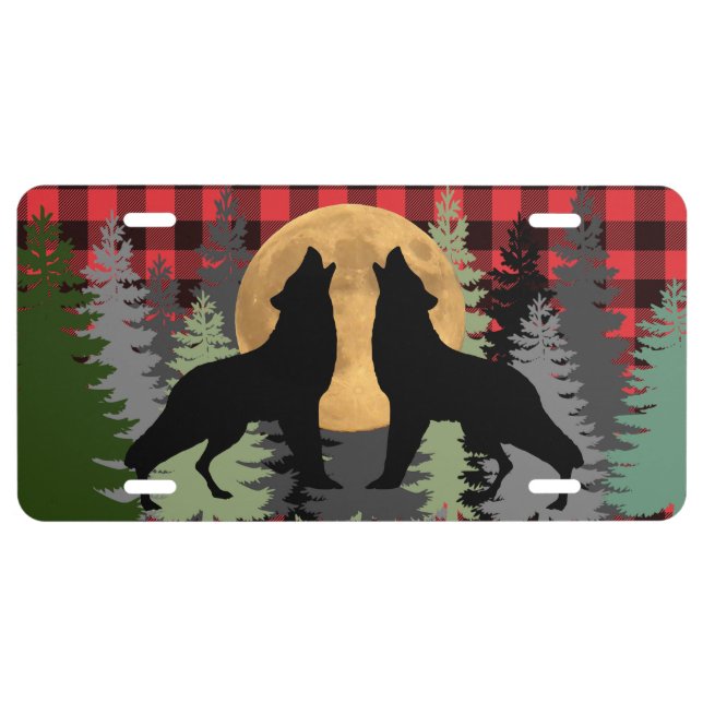 Howling Wolf Full Moon Howling Wolves License Plate (Front)
