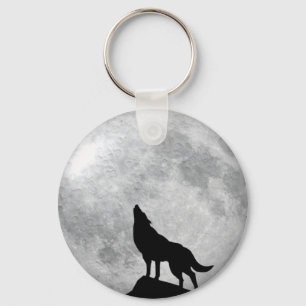 Howling Wolf Full Moon Keychain