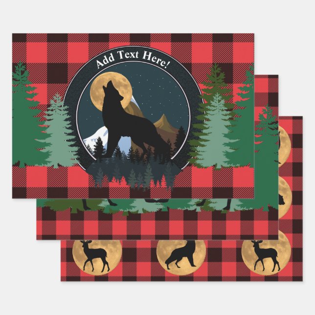 Howling Wolf Full Moon Wrapping Paper Sheets (Set)