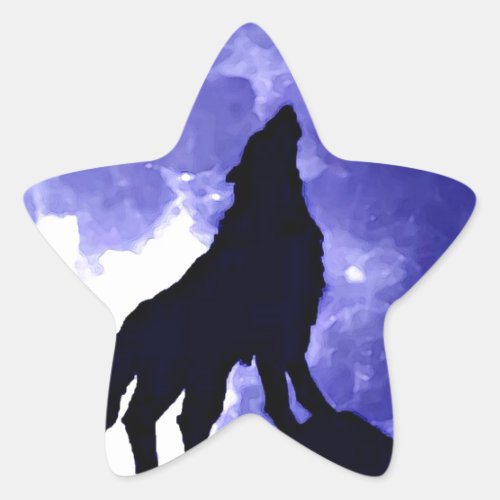 Howling Wolf  Fullmoon Star Sticker