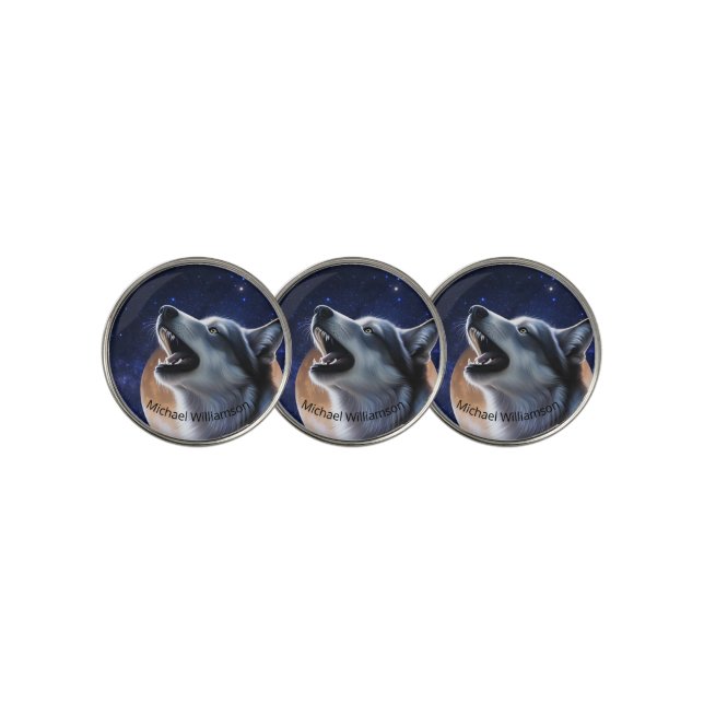 Howling Wolf Golf Ball Marker (3 Up)
