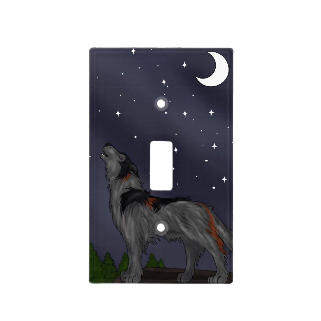 Howling Wolf (Gray) Light Switch Cover (Front)