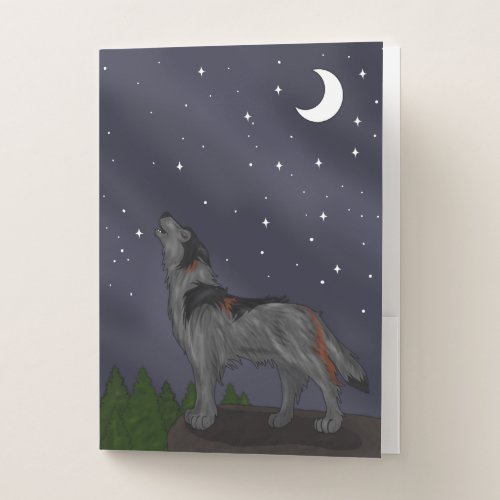 Howling Wolf Gray Pocket Folder