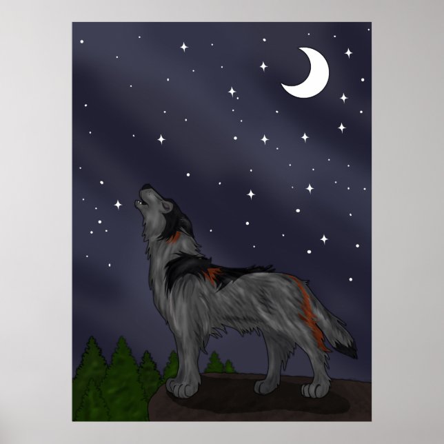Howling Wolf (Gray) Poster (Front)