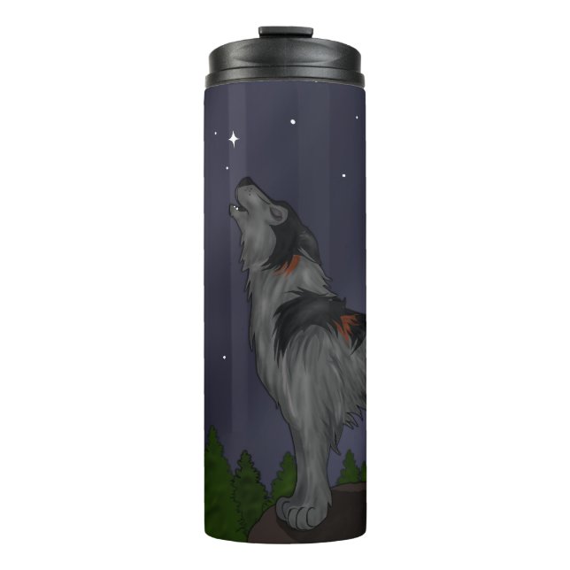 Howling Wolf (Gray) Thermal Tumbler (Front)