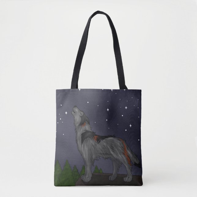 Howling Wolf (Gray) Tote Bag (Front)