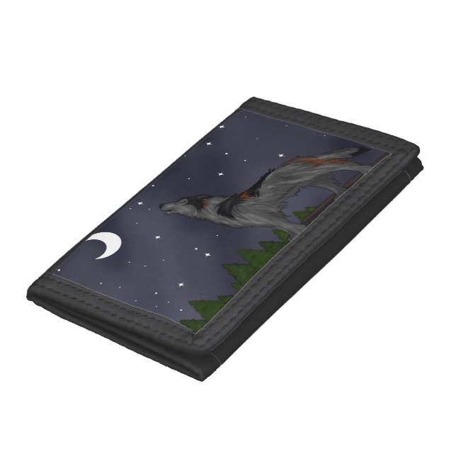 Howling Wolf (Gray) Tri-fold Wallet (Bottom)