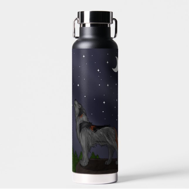 Howling Wolf (Gray) Water Bottle (Front)