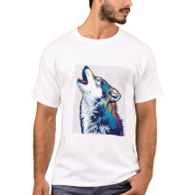 Howling Wolf Head – Colorful Wild Spirit T-Shirt