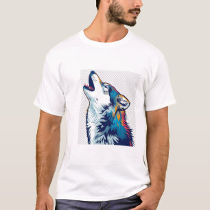 Howling Wolf Head – Colorful Wild Spirit T-Shirt