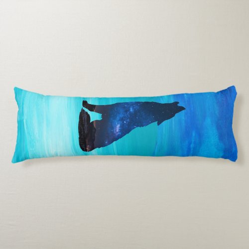 Howling Wolf Howling Dog in Double Exposure  Body Pillow