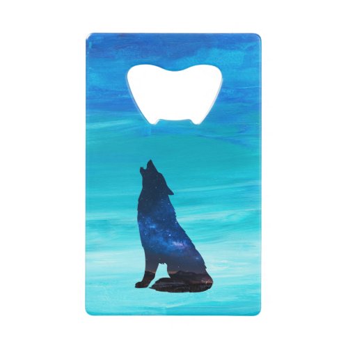 Howling Wolf Howling Dog in Double Exposure  Credit Card Bottle Opener