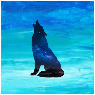 Howling Wolf, Howling Dog in Double Exposure Cutout