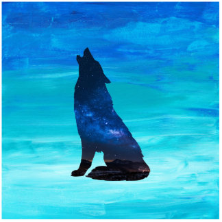 Howling Wolf, Howling Dog in Double Exposure  Cutout